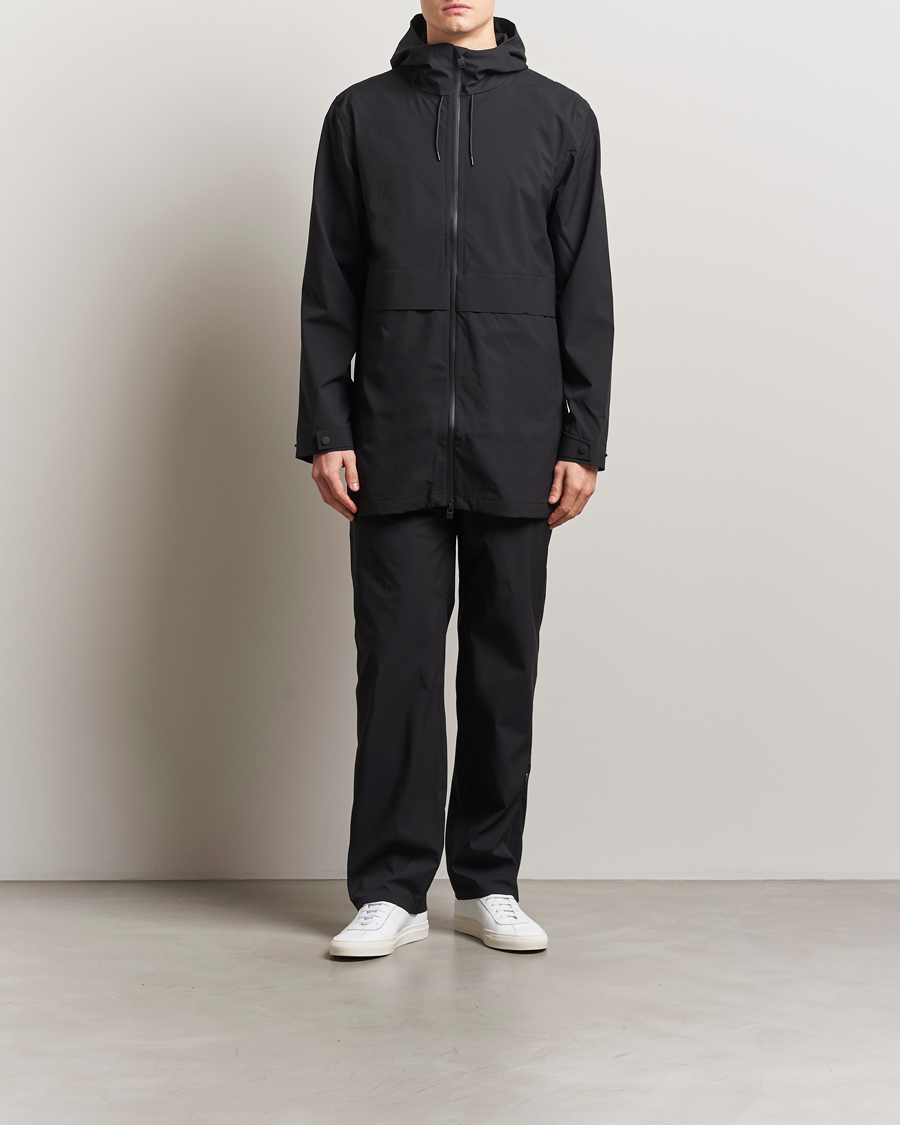 RAINS Suva Hooded Waterproof Long Jacket Black