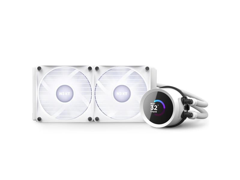 NZXT Wasserkühlung Kraken 240 RGB Weiss Wasserkühler für Intel und AMD Prozessorsockel mit LCD-Anzeige und RGB-Lüftern