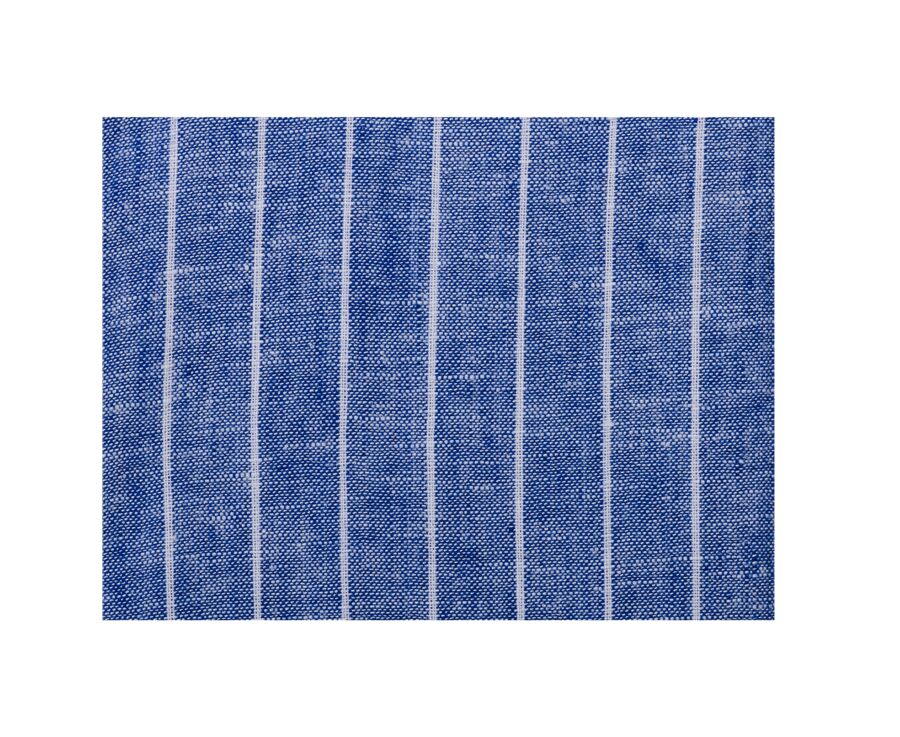 Chemise coton lin Chambray Bleu Océan Liseré Blanc - ELRIC