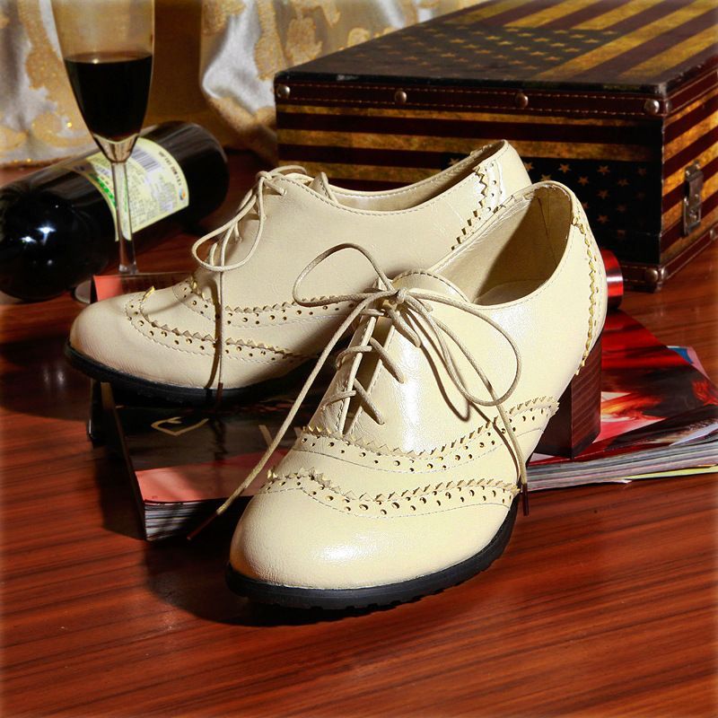 Megan - Oxford schoenen met blokhak