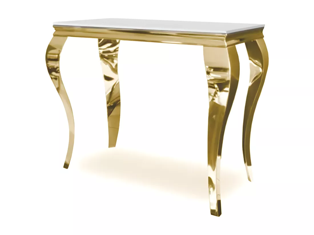 Console Baroque Gold verre Blanc 110x50x85 cm