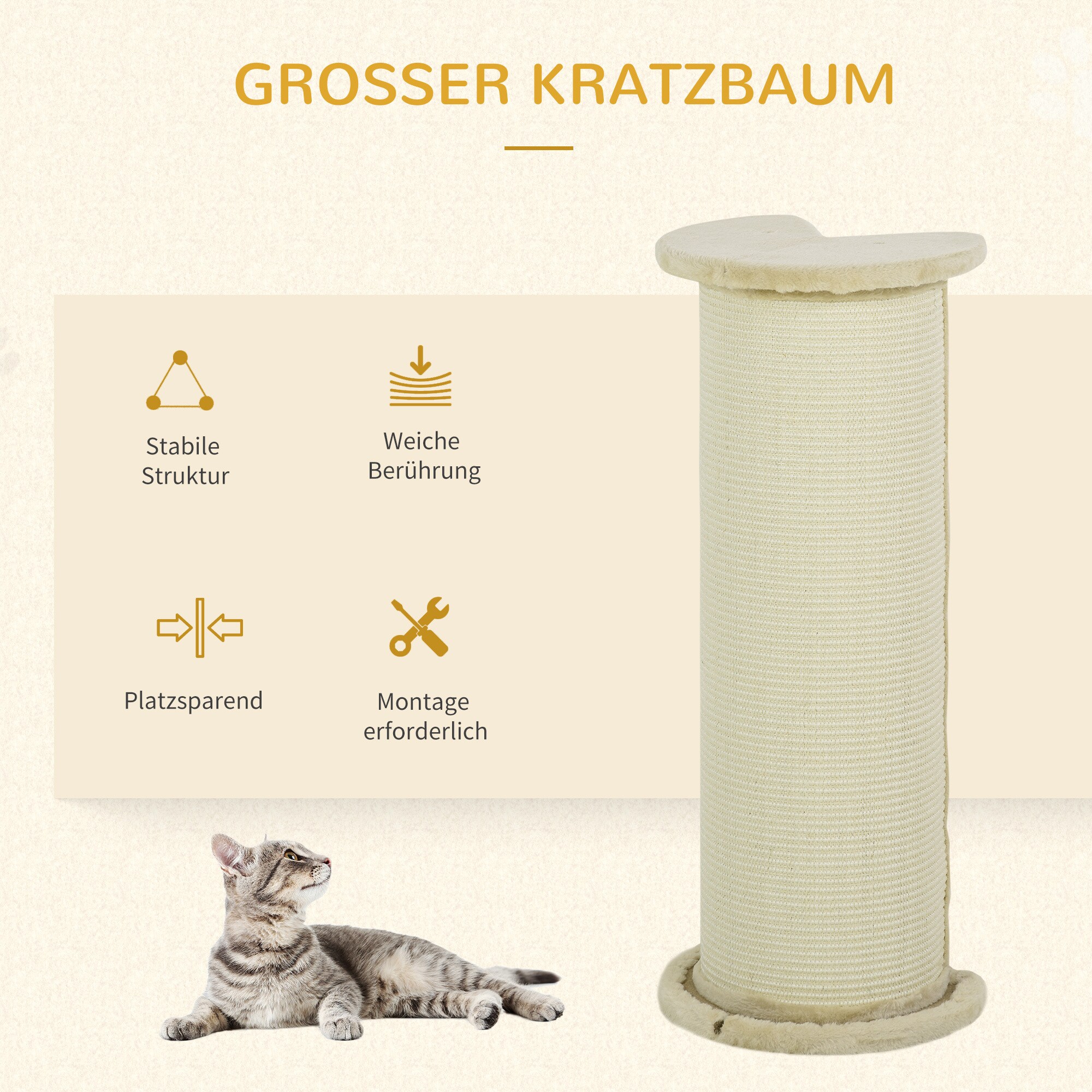 PawHut Kratzbrett für Ecken mit Anti-Kipp-Vorrichtung weiß 35L x 35B x 85H cm