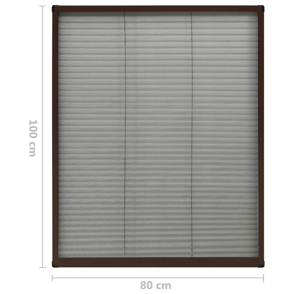Moustiquaire plissée pour fenêtre aluminium marron 80x100 cm