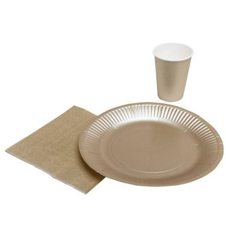 (10er Set) Ø23cm Pappteller Einweg Papier Teller Party Geschirr Tisch Deko (79310I) - Gold