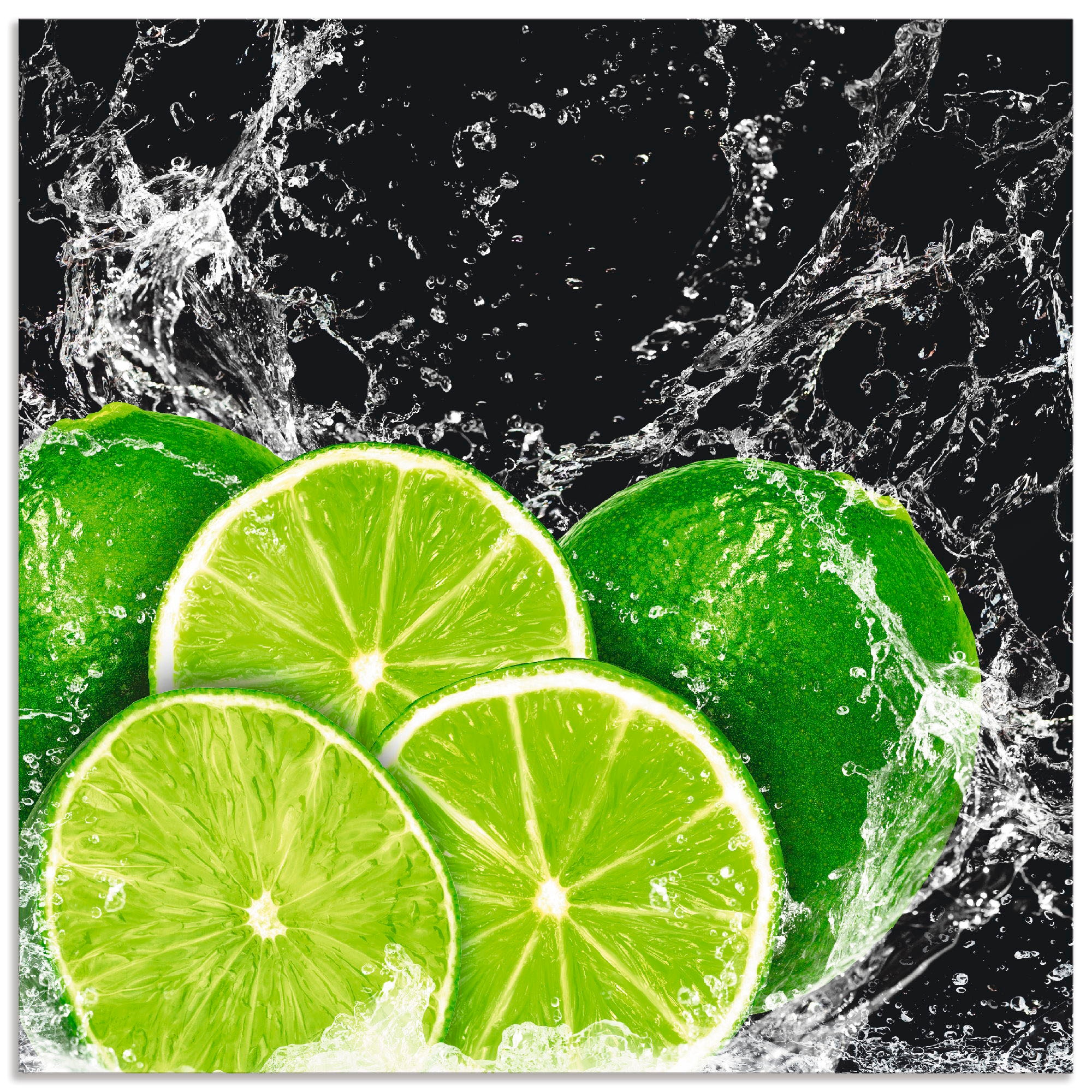 Artland Küchenrückwand »Limone mit Spritzwasser« Alu Spritzschutz mit Klebeband, einfache Montage