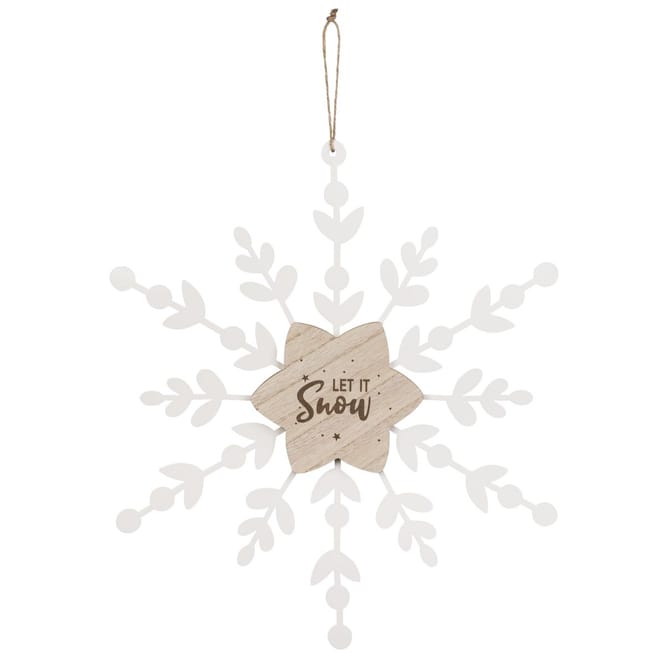 Dekohänger Schneeflocke - weiß/braun - ca. 40 cm