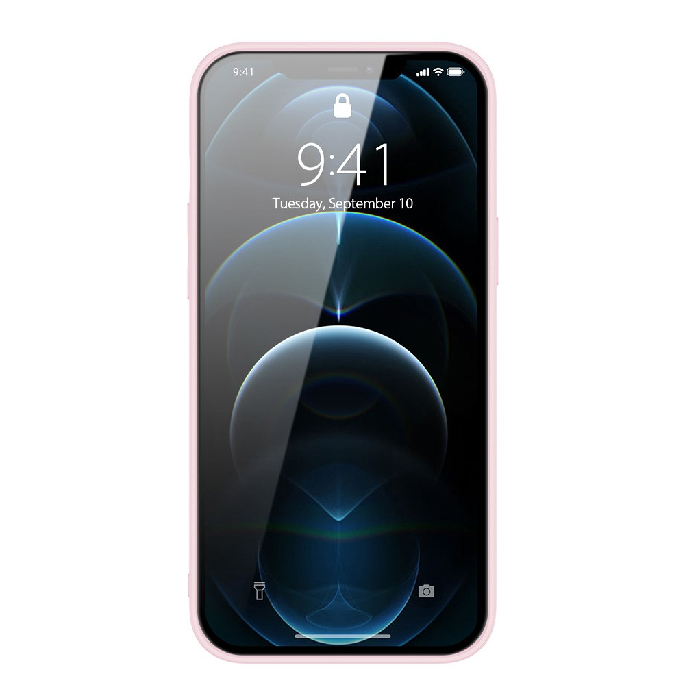 iPhone 12 Pro Galvanisierte Hardcase Hülle mit Lederüberzug - Rosa