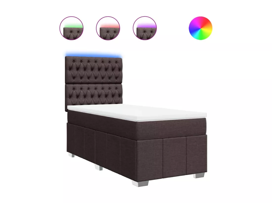 Sommier tapissier avec matelas Marron foncé 90x200 cm