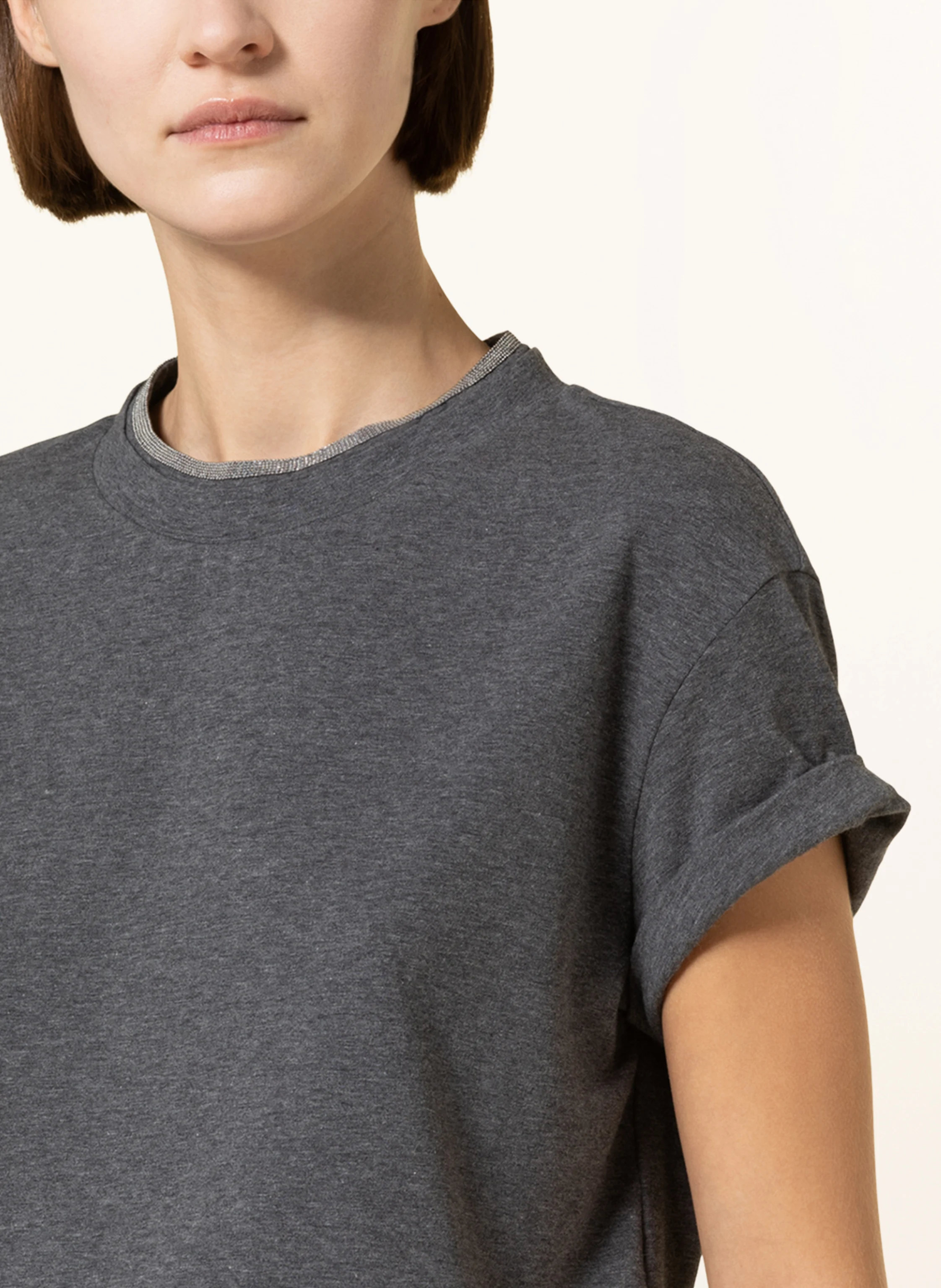 BRUNELLO CUCINELLI T-Shirt mit Zierperlen