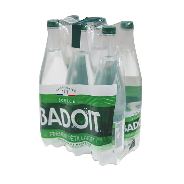 Eau gazeuse Badoit, en bouteille, lot de 6 x 1 L