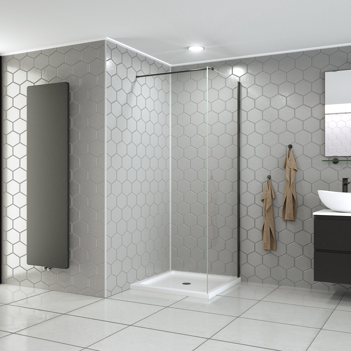 Saniclear Redro Iron douchewand 80cm anti-kalk 8mm verouderd ijzer - gunmetal