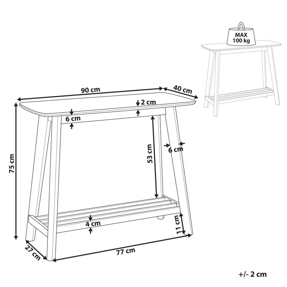 TULARE - Consoletafel - Lichte houtkleur - Rubberhout