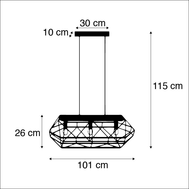 Industriële hanglamp zwart 3-lichts - Carcass