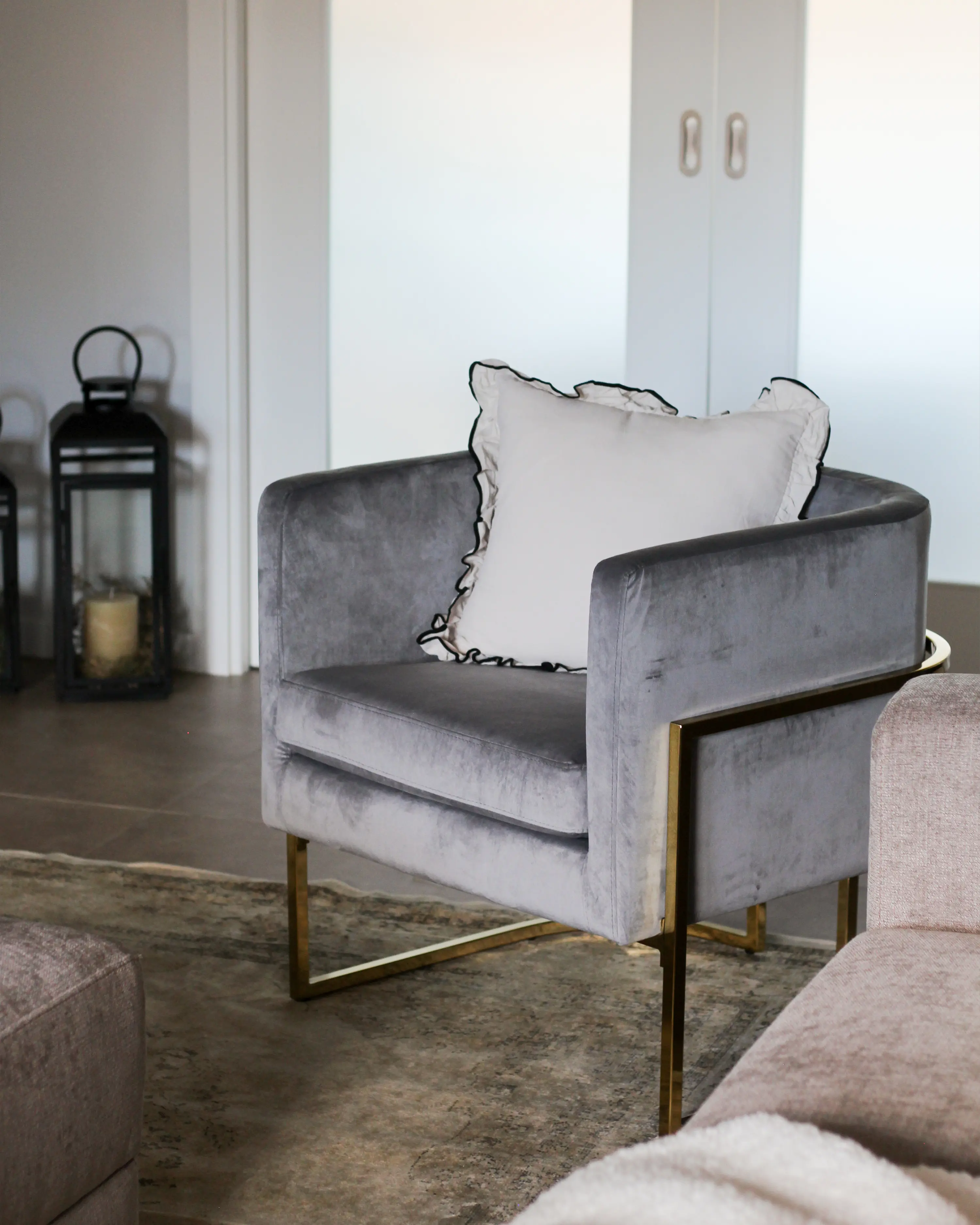 Fauteuil SIRKKA Fluweel Grijs
