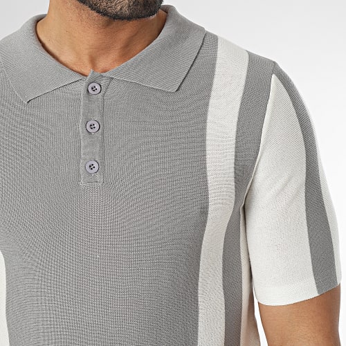 Polo Manches Courtes Gris Blanc