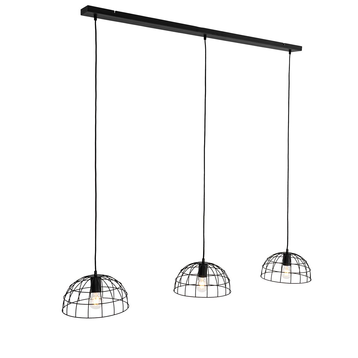 Industriële hanglamp zwart 3-lichts - Hanze