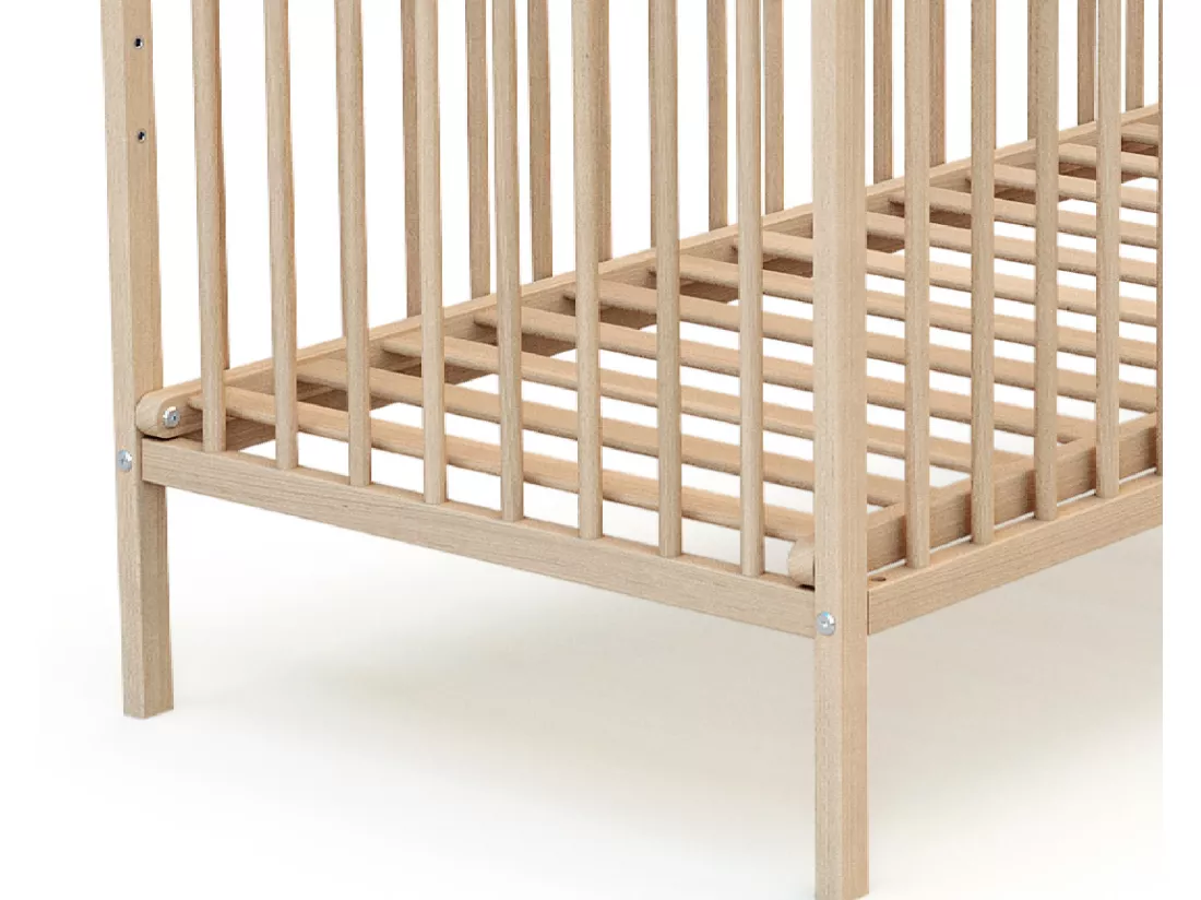 Lit bébé en bois - Hêtre brut - 60 x 120 cm
