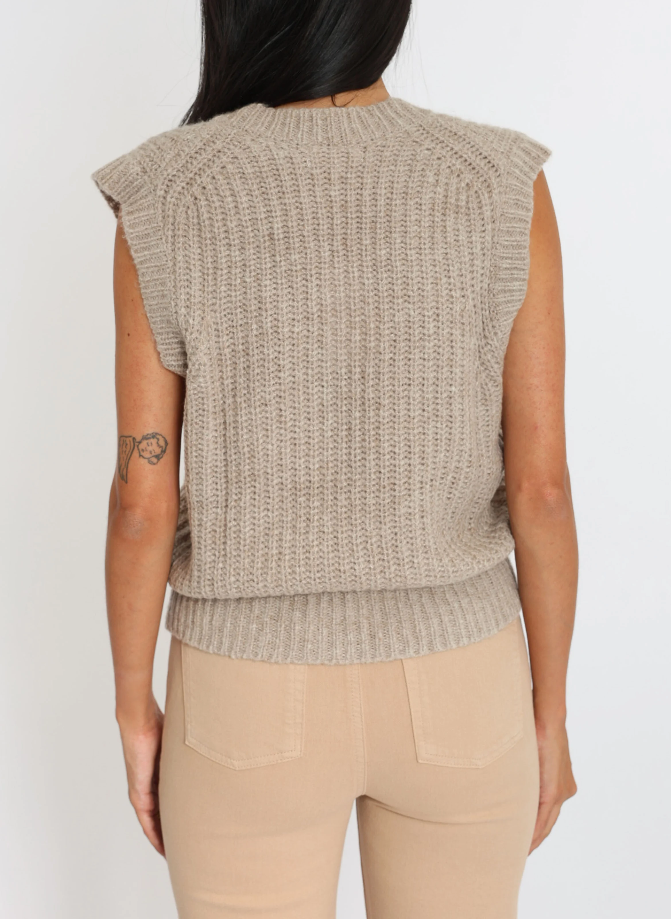 LANA - Pull droit en maille | Beige
