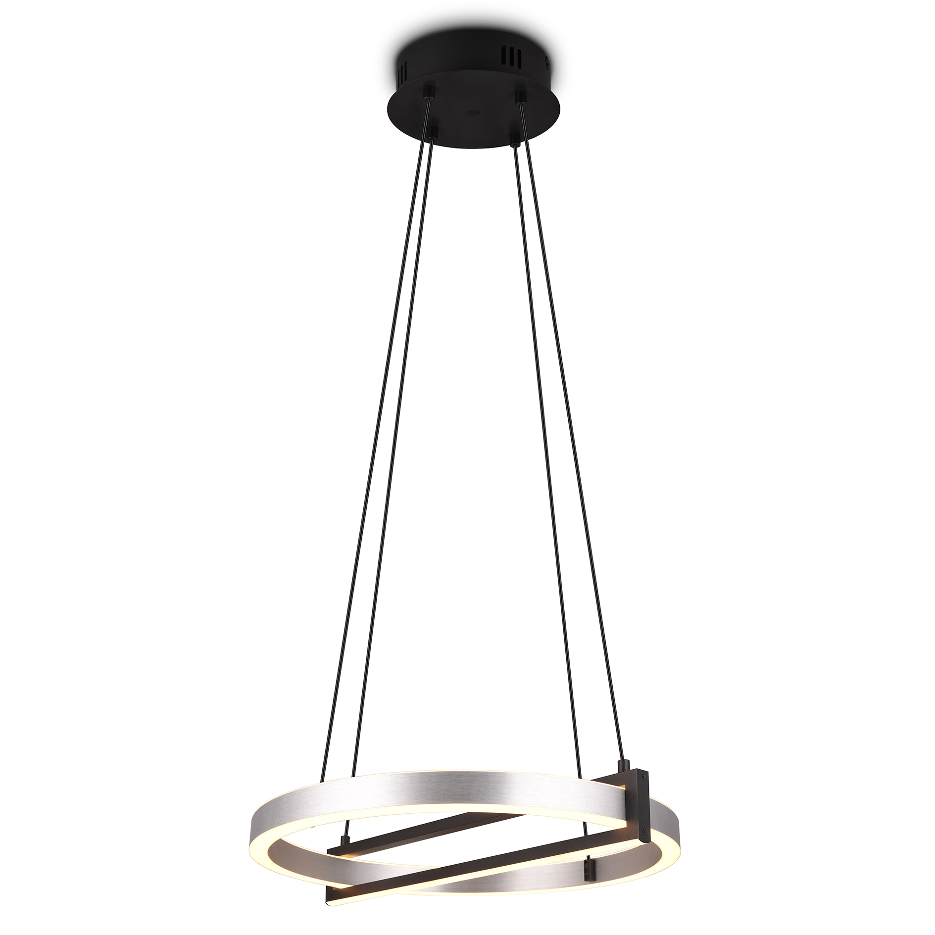 RGB-LED-Pendelleuchte - alufarben - schwarz matt - mit Fernbedienung