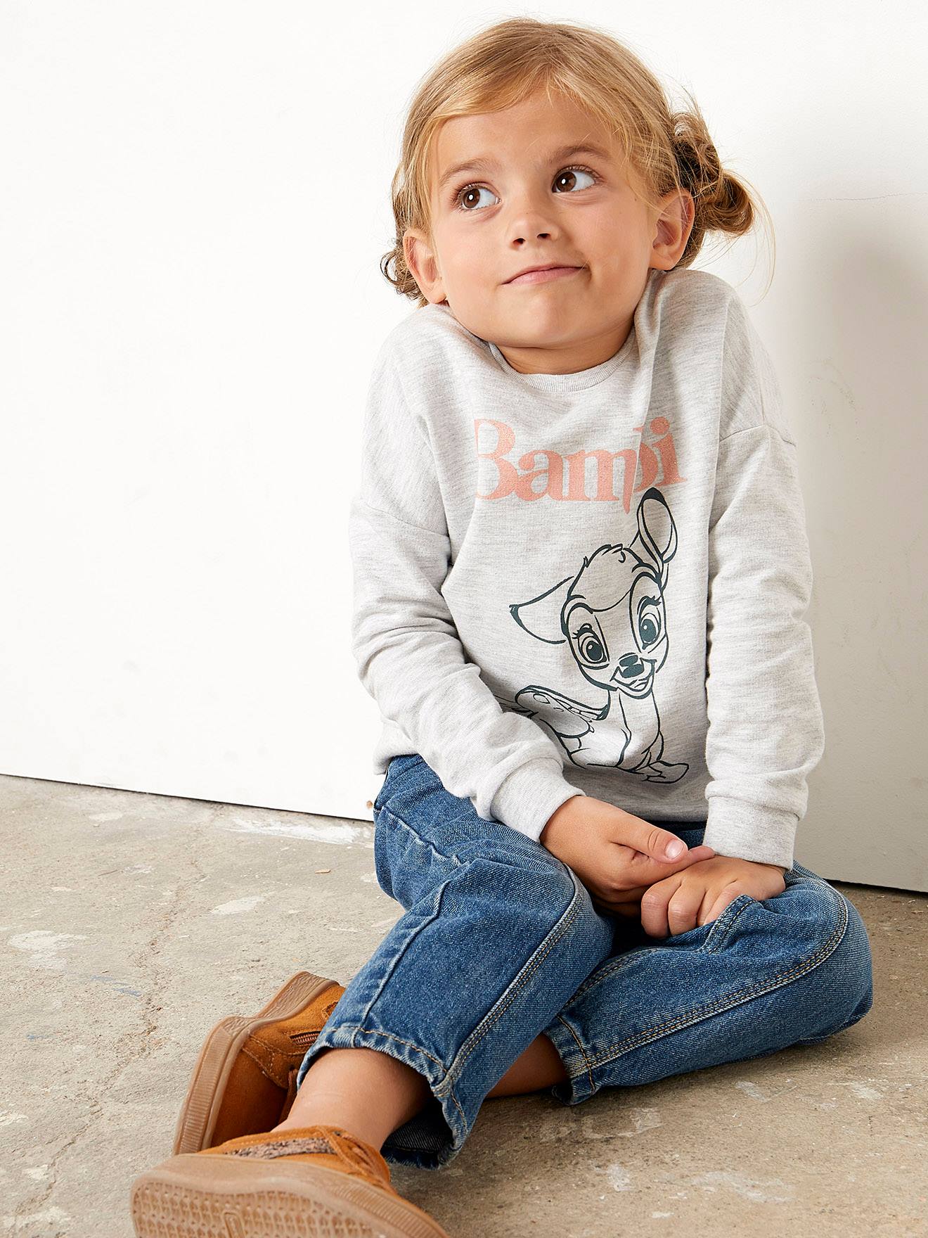 Moletom DS® Bambi, cinza médio, liso com estampas.