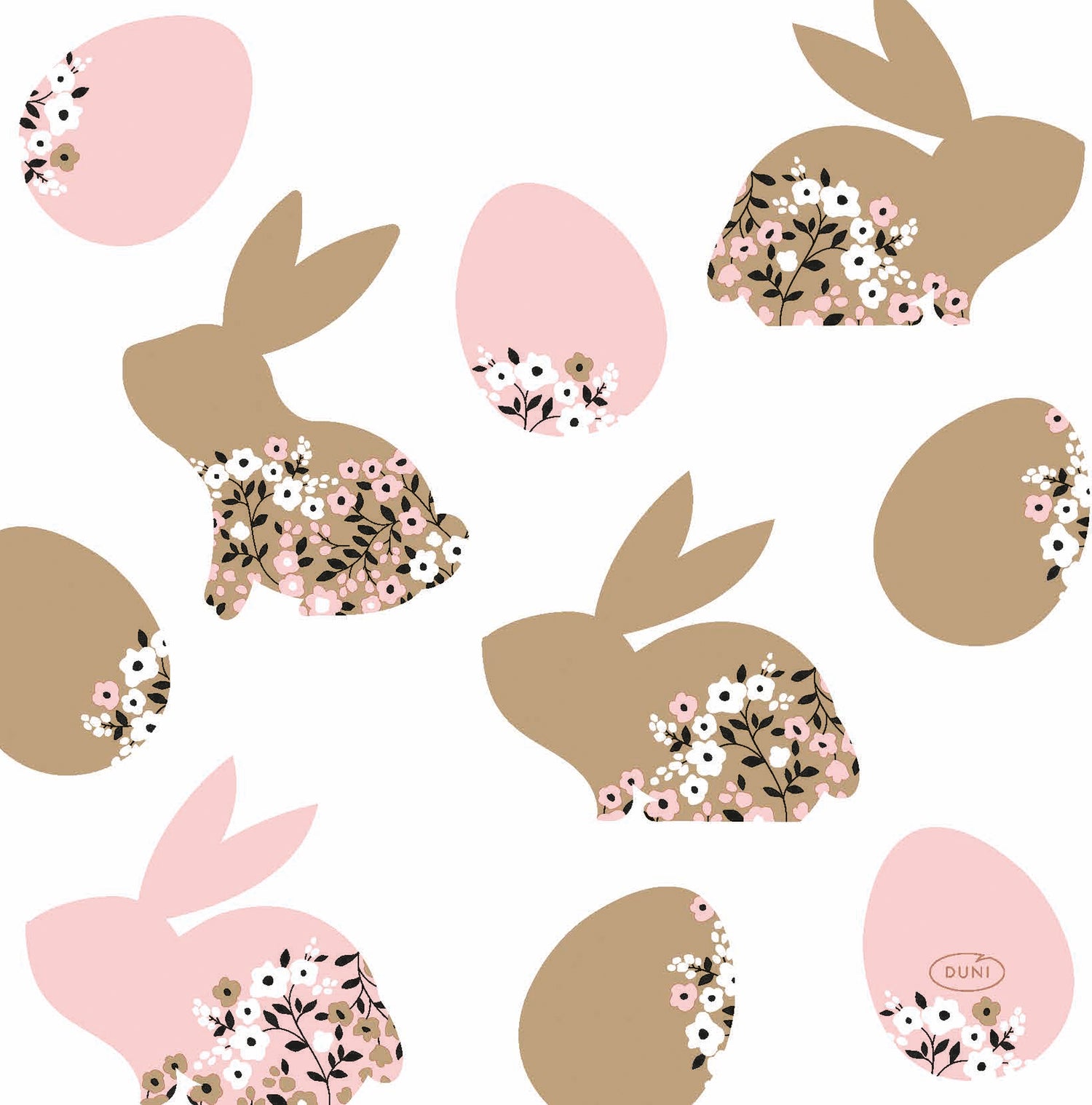 Duni paasservetten Blooming Bunnies wit 33 x 33 cm 20 stuks