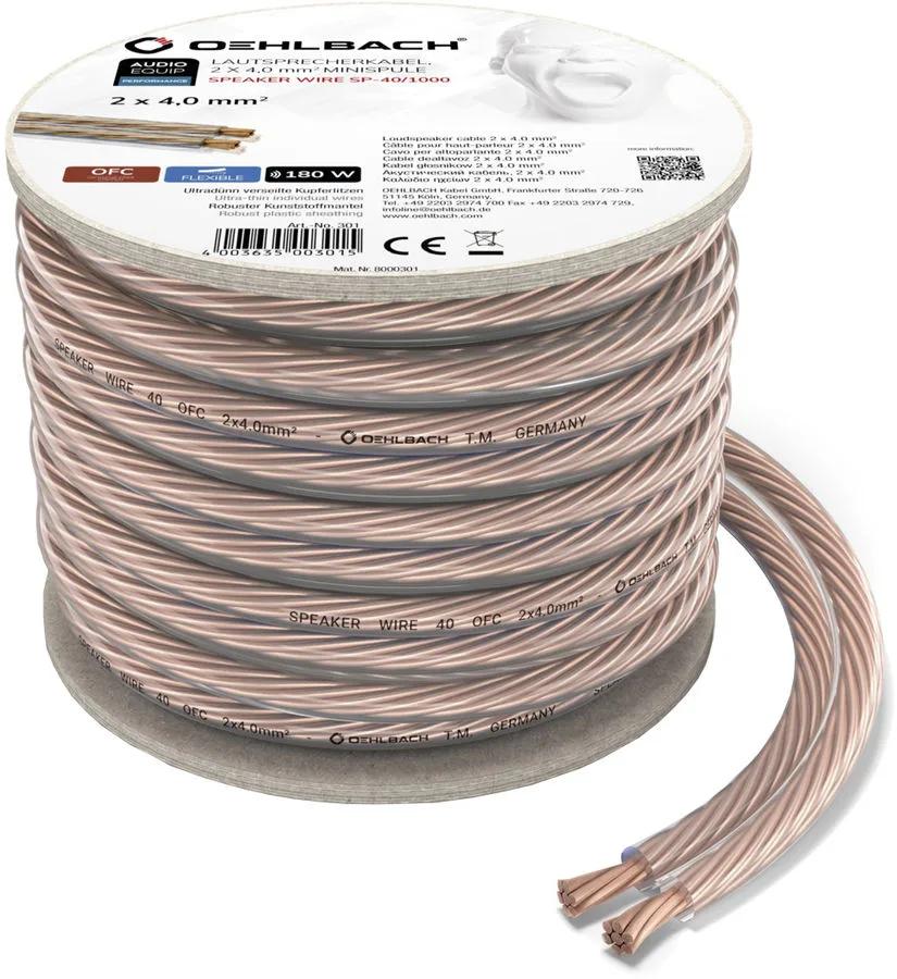 Oehlbach Speaker Wire SP-40 (bobine de 10 m) Câbles d'enceintes en bobine