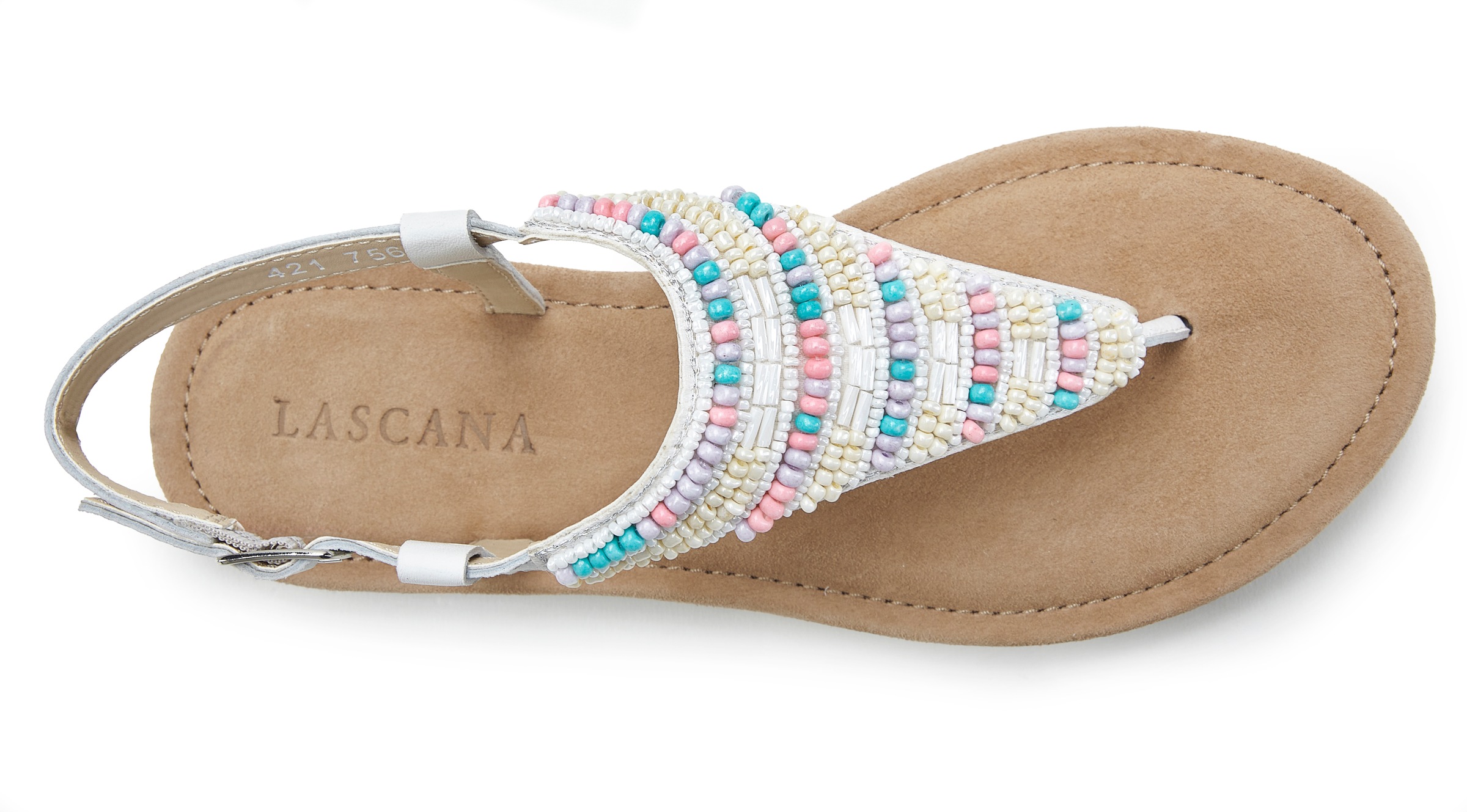 LASCANA Sandale »Zehentrenner, Pantolette, Sandalette, Sommerschuh«  mit Schmucksteinchen und Lederanteil
