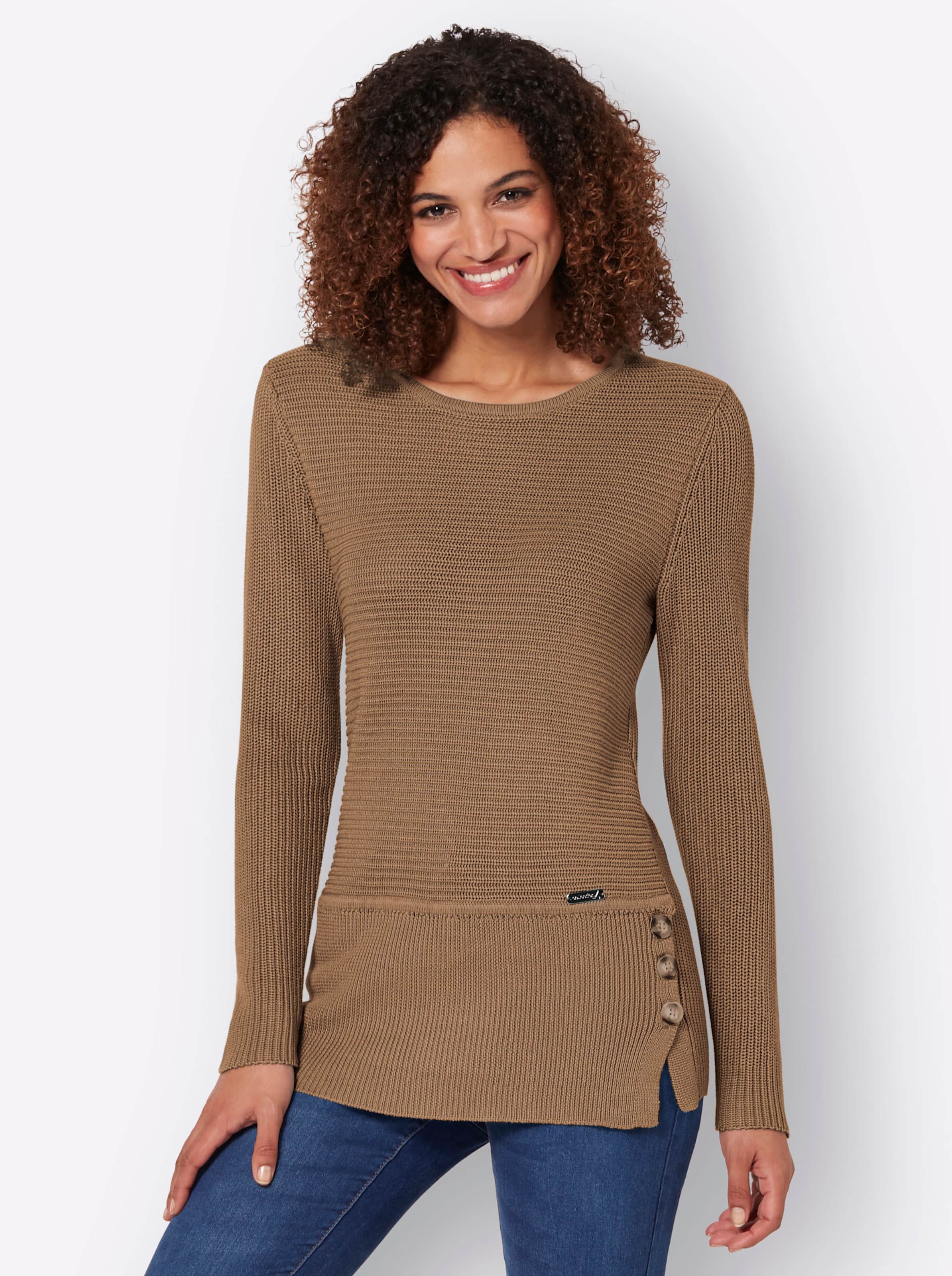 Rundhalspullover in camel