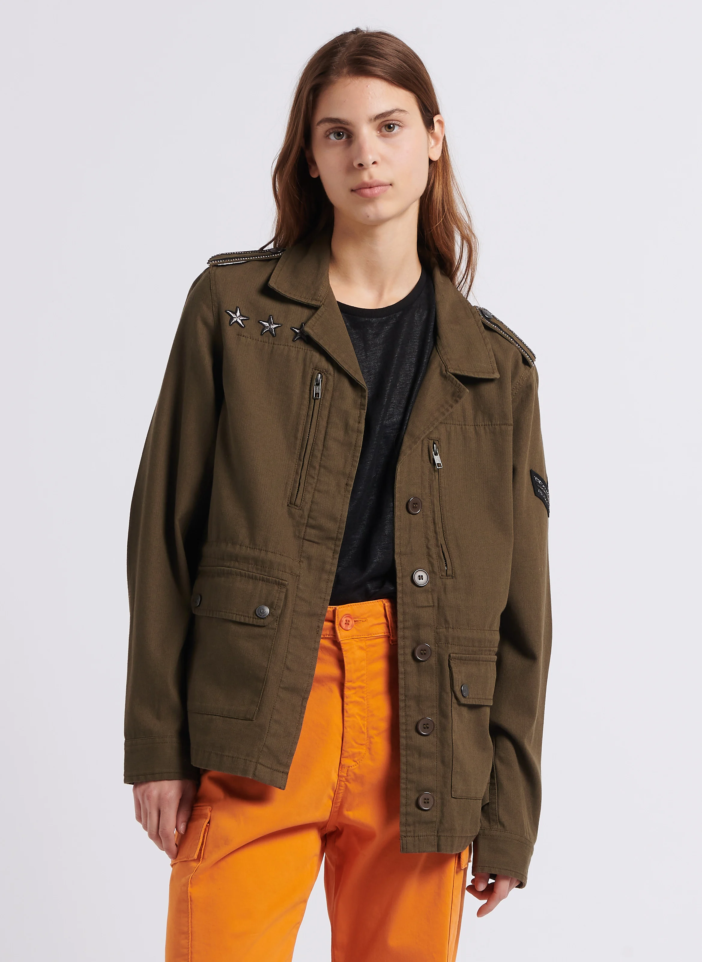 Saharienne col classique en coton | Vert