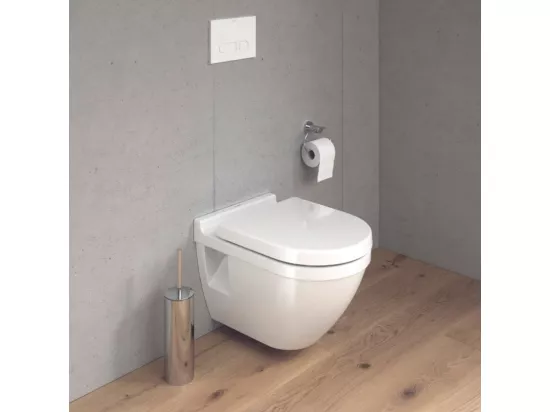 Pack WC suspendu DURAVIT Starck 3 avec abattant frein de chute + bati support SIAMP + Plaque de commande chromée