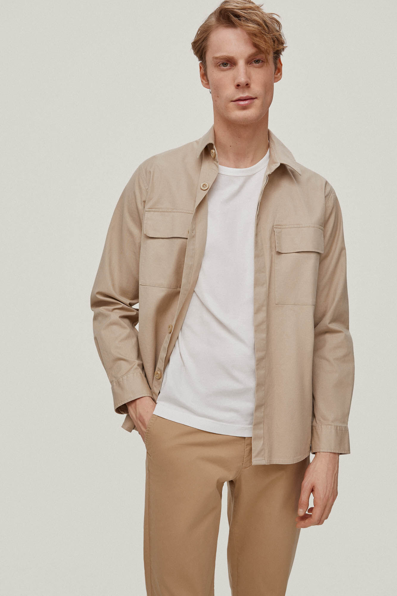 Calças chino Premium Flex Lightweight Regular - Bege
