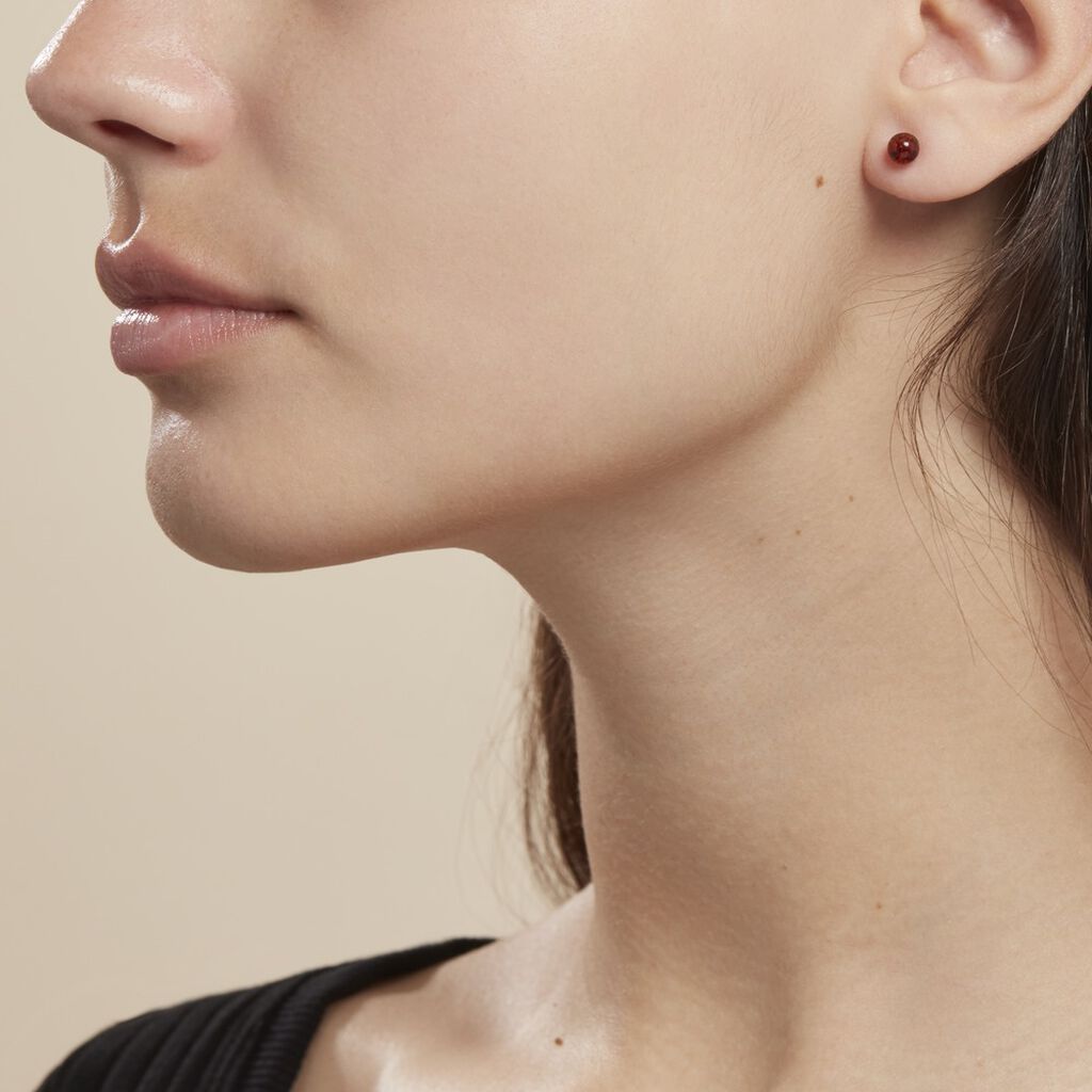 Boucles D'oreilles Puces Brunhild Argent Blanc Ambre