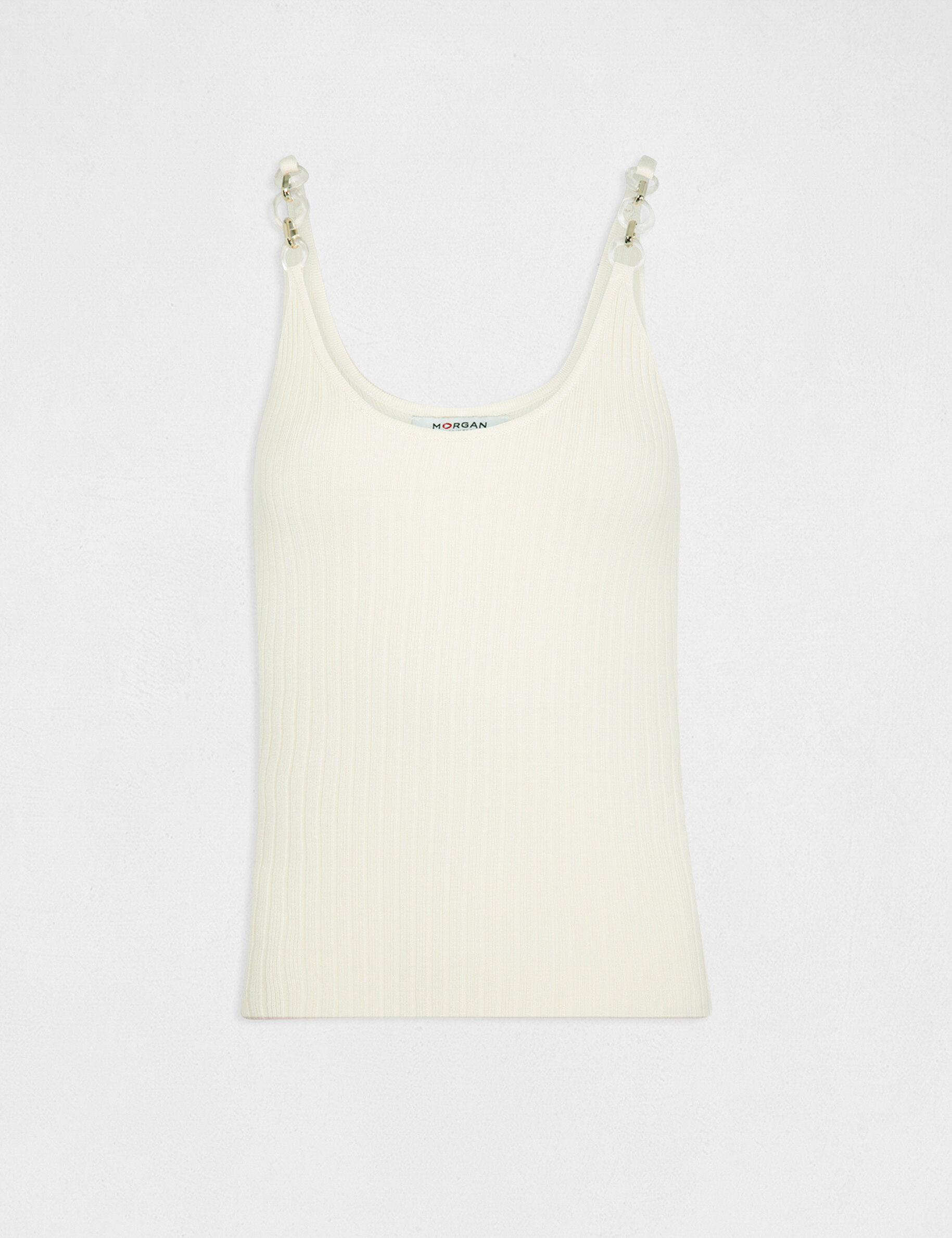 Débardeur pull avec détails chaînes ecru moyen femme - ecru_moyen