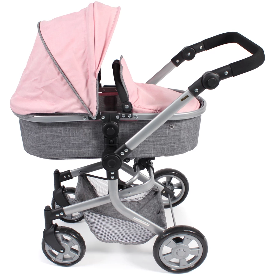 BAYER CHIC 2000 Kombi-Puppenwagen MIKA Melange grau-rosa