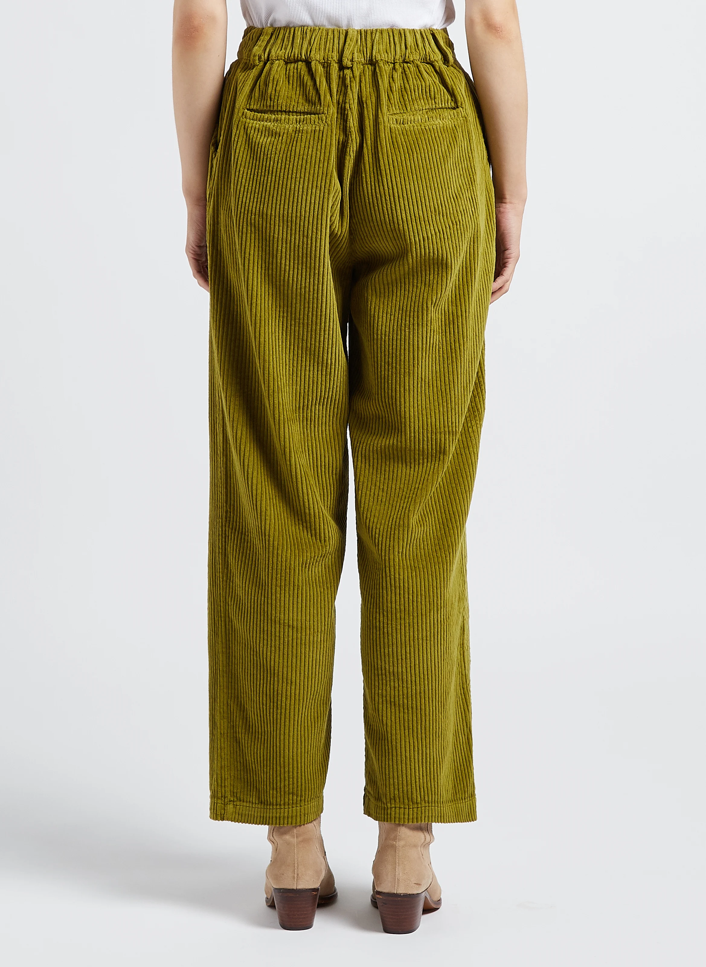 CAMERON - Pantalon droite en velours de coton côtelé| Vert