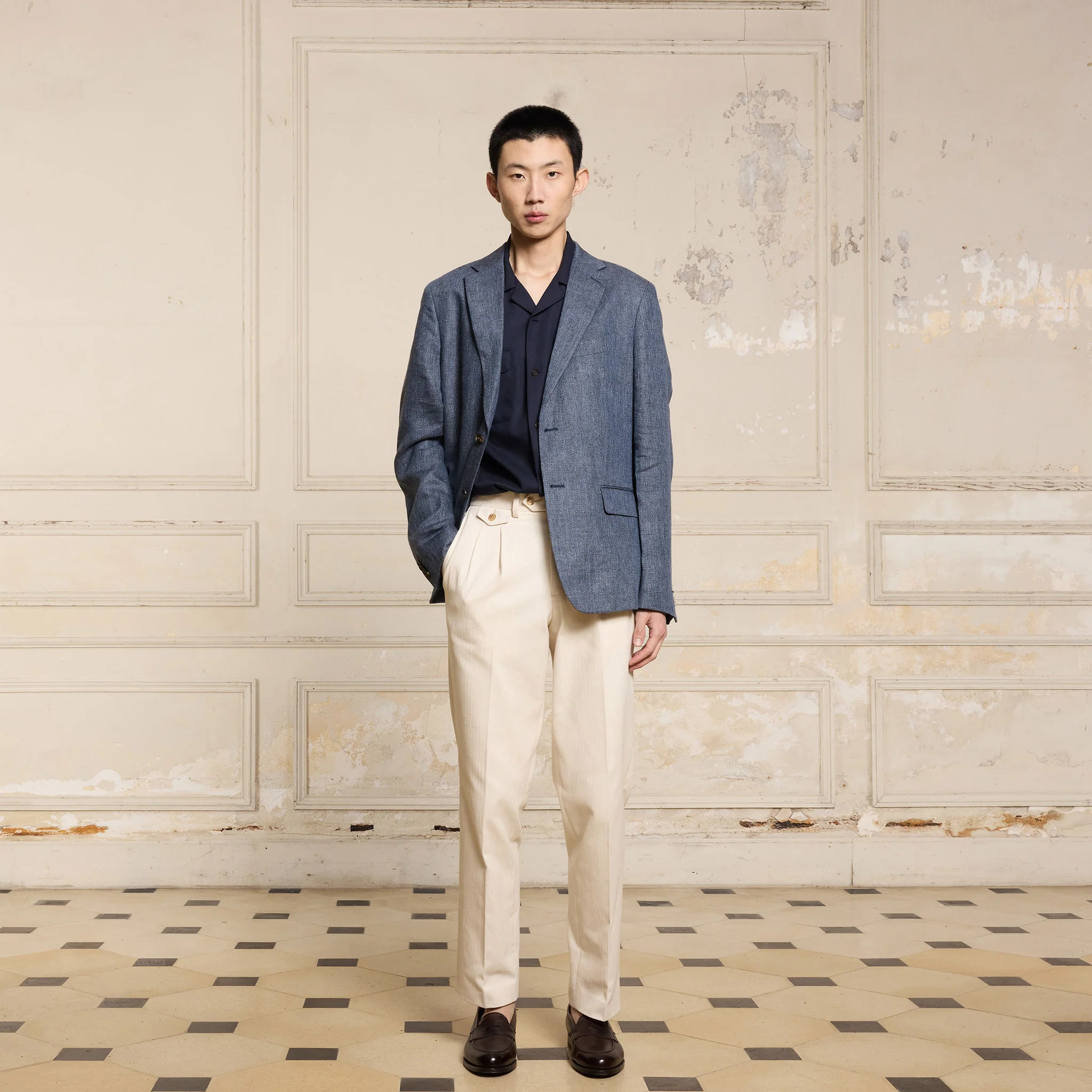Smart blue linen jacket