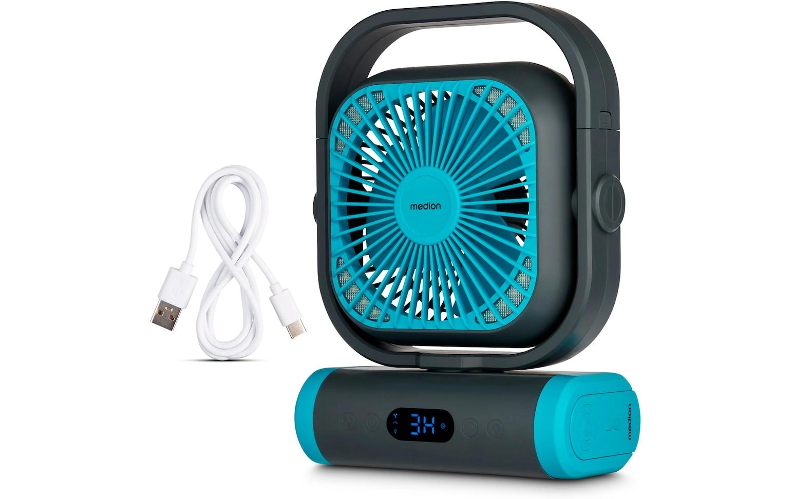 USB-Ventilator E10 TF Blau/GrauKompakter Power-Ventilator mit Akku