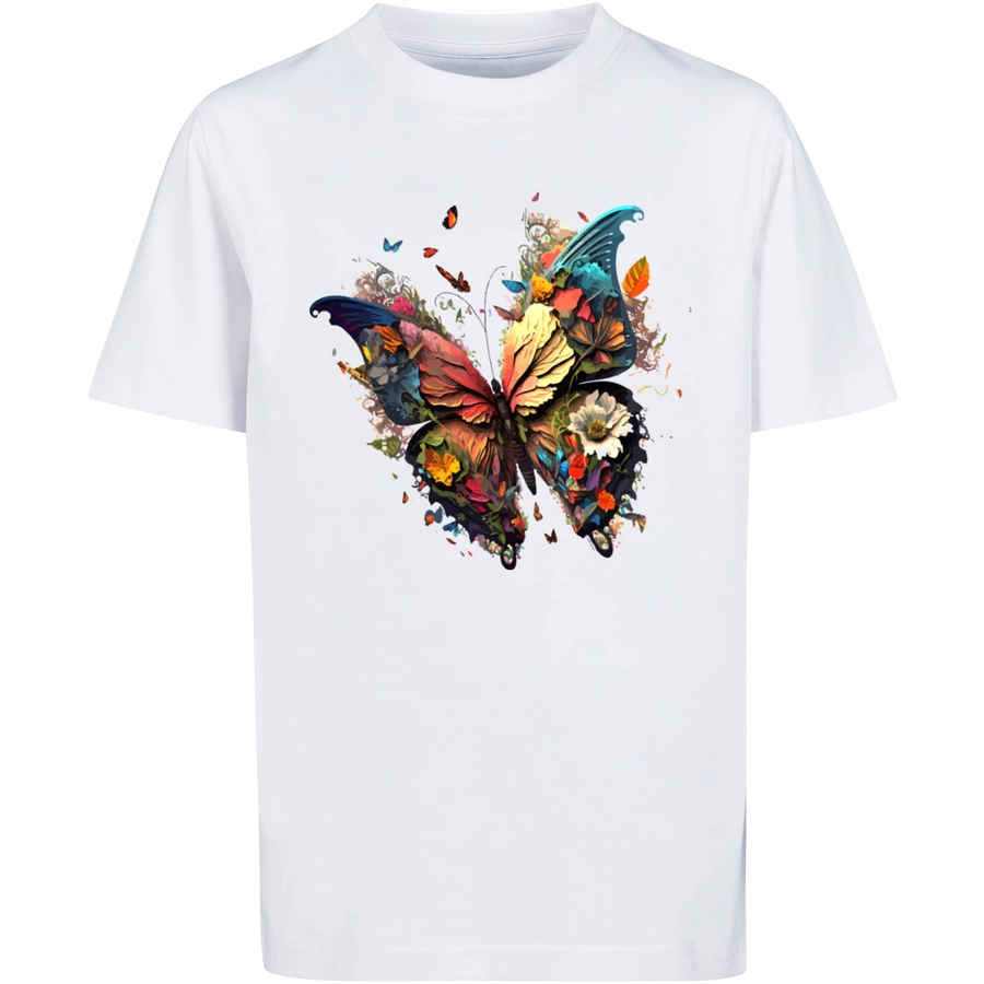F4NT4STIC T-Shirt Schmetterling Bunt weiß