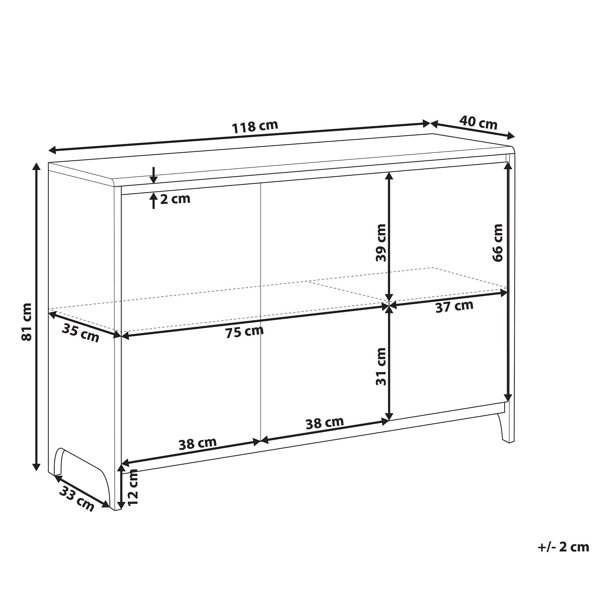 Beliani - MEDFORT - Dressoir - Donkerbruin|Grijs - Vezelplaat