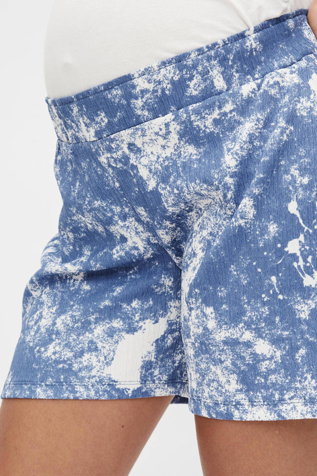 MAMALICIOUS tie-dye regular fit short blauw/wit