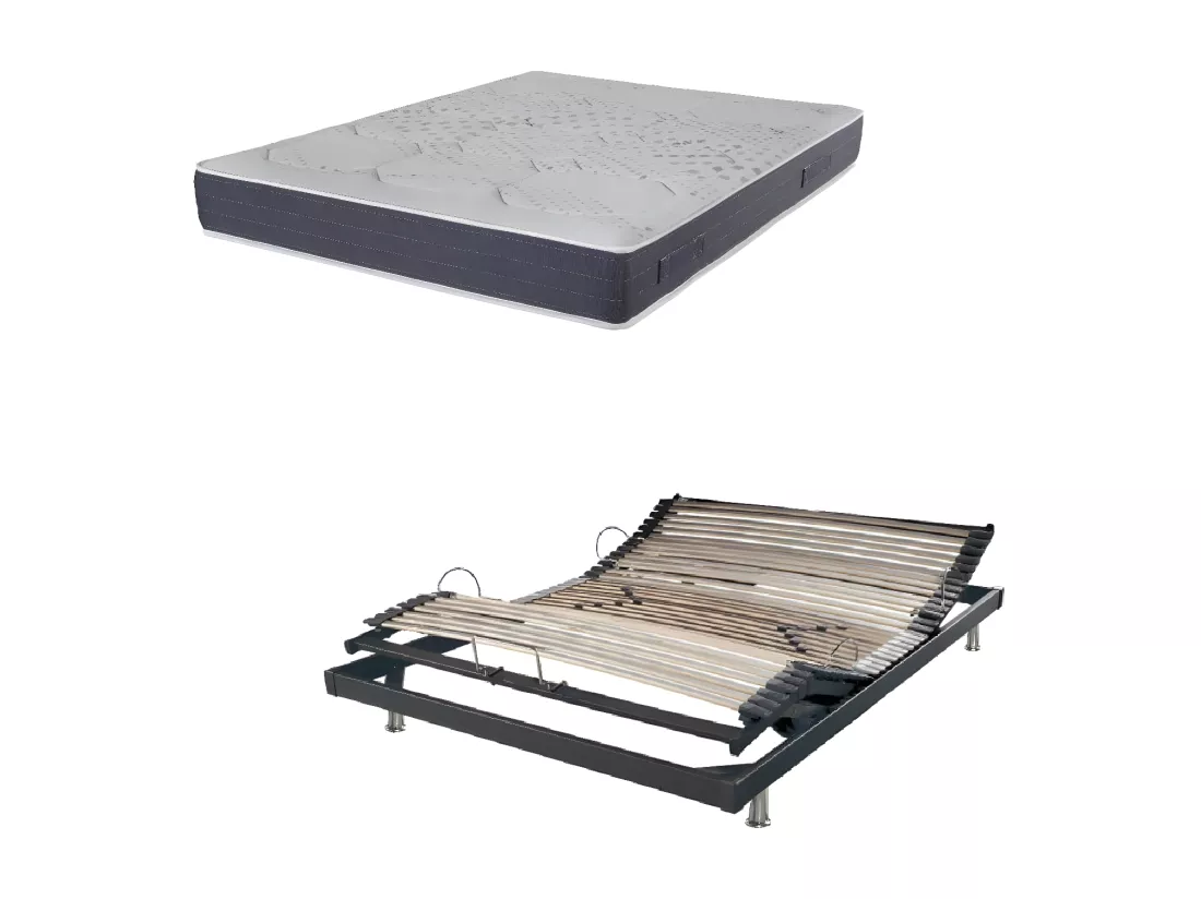 Ensemble relaxation S50 + Matelas Mousse Myriade - 5 zones - 140x190 - Gris