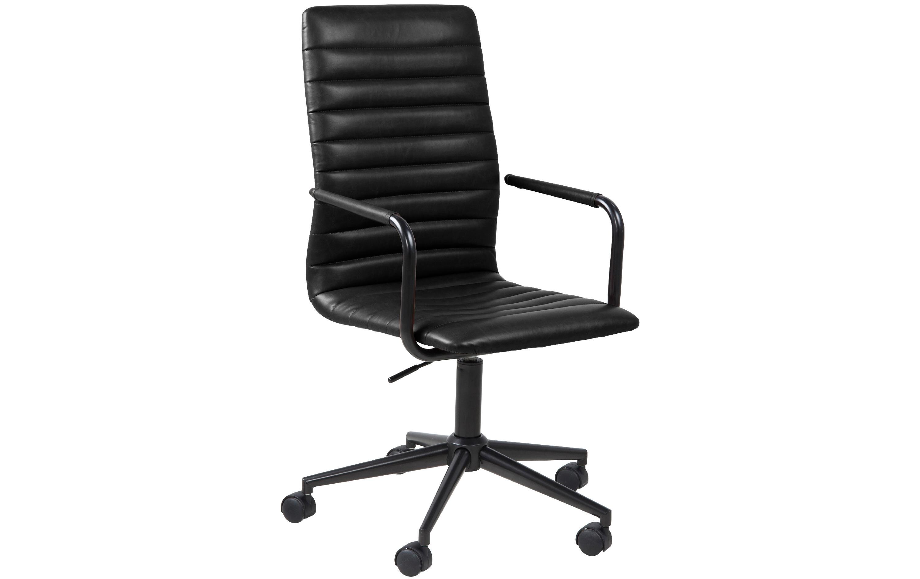 Bürostuhl Winslow, mit Polsterrücken und Armlehnen, Schwarz<br>Schreibtischstuhl im Leder look