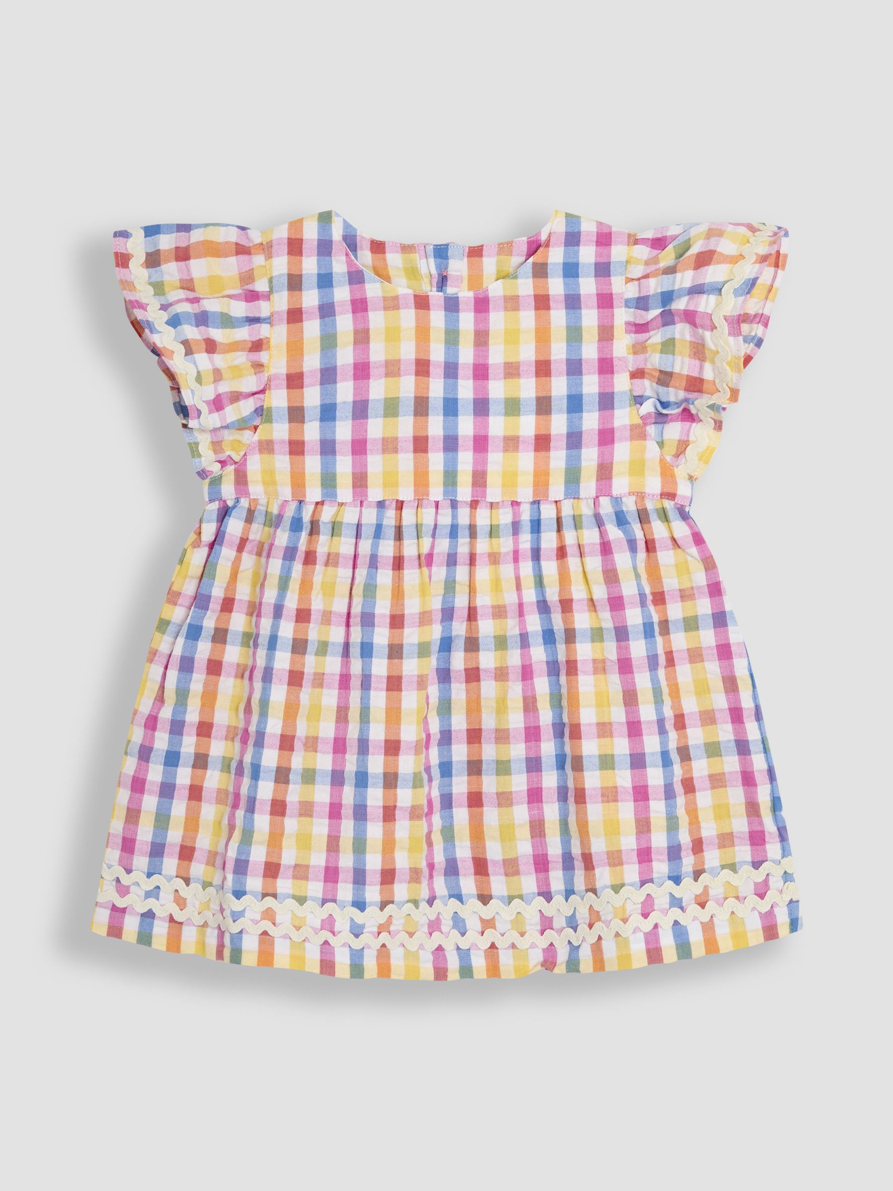 JoJo Maman Bébé - 2-delige set van blouse met gingham-ruit en korte mouwen en short