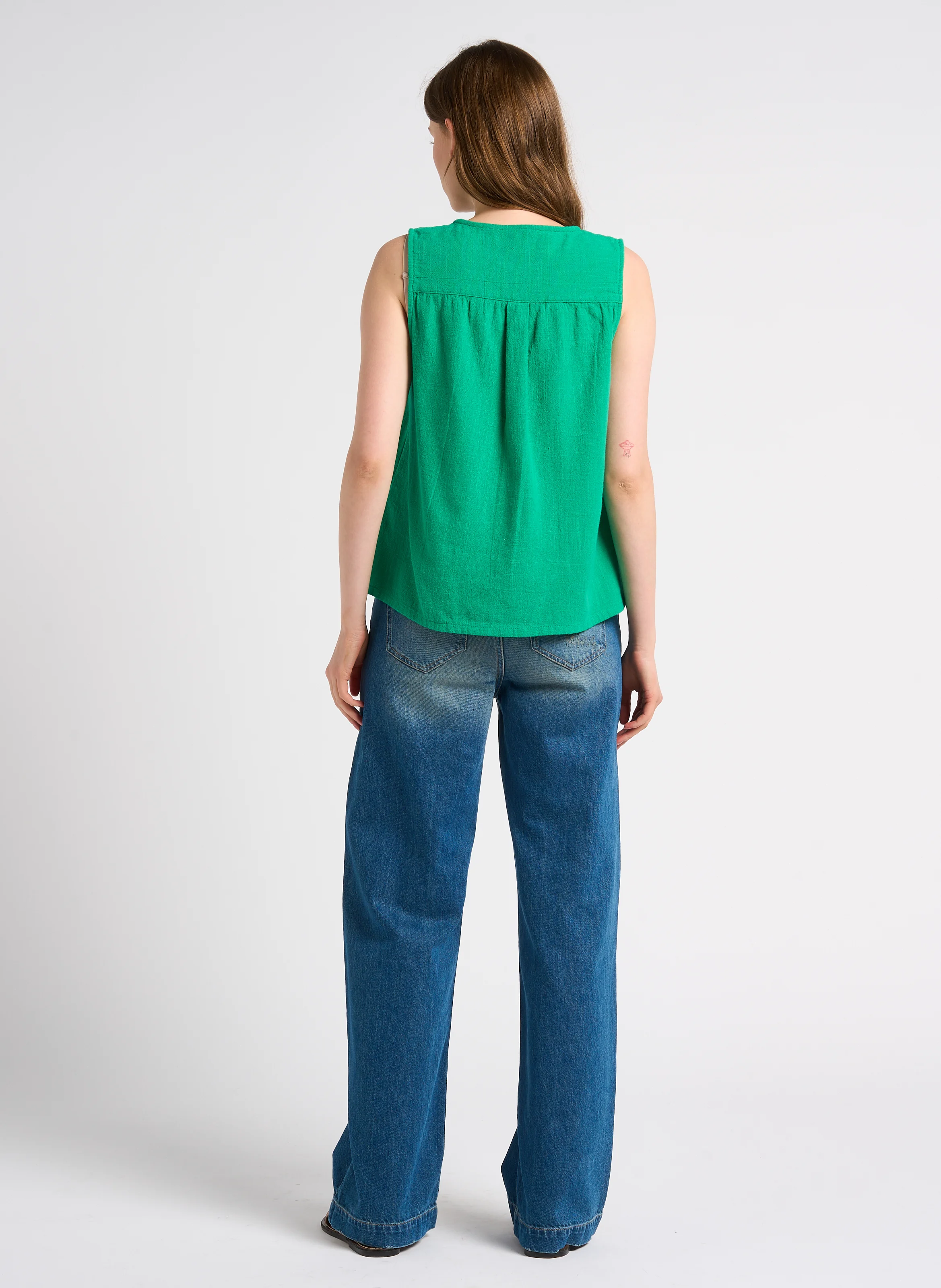 SANDY - Jean taille basse délavée en coton | Bleu