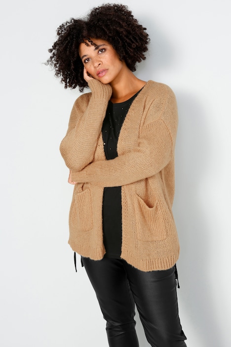 Strickjacke, oversized, offene Form, Langarm