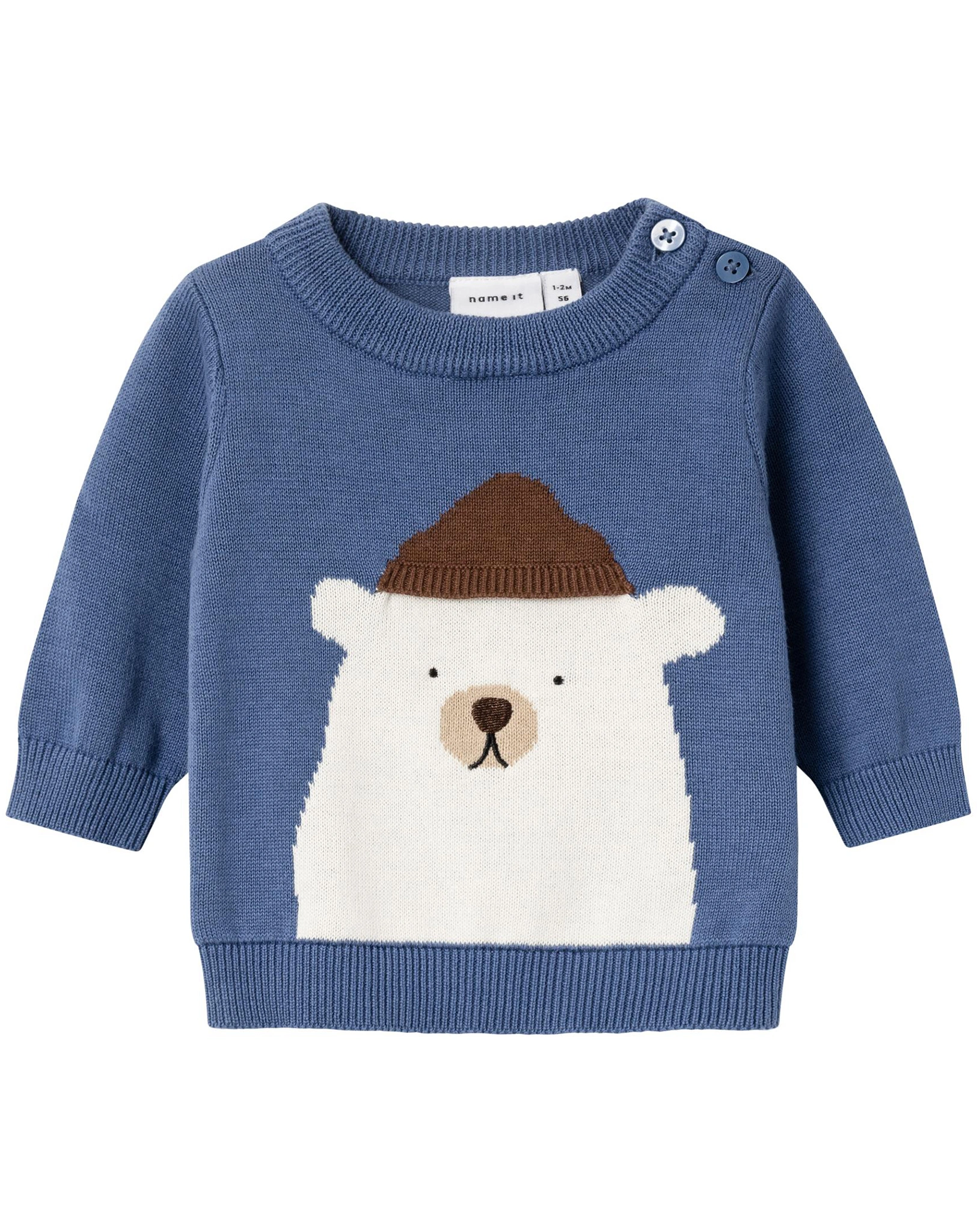 Strickpullover NBMSENIS POLAR BEAR in bijou blue
