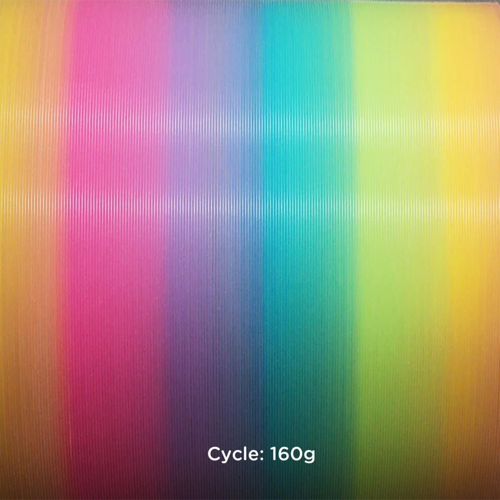 Polymaker  Panchroma™ PLA Gradient Luminous Rainbow, 1,75 mm / 1000 g    Mehrfarbiges Filament mit Glow in the Dark Effekt in Luminous Rainbow