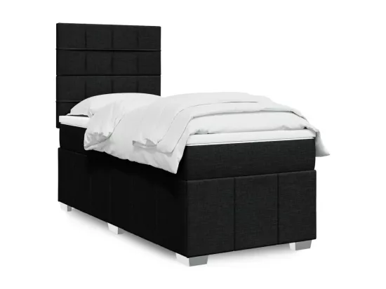 Sommier à lattes de lit avec matelas Noir 90x190 cm Tissu