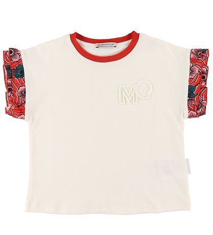 Moncler T-shirt - Hvid m. R?d/Blomster