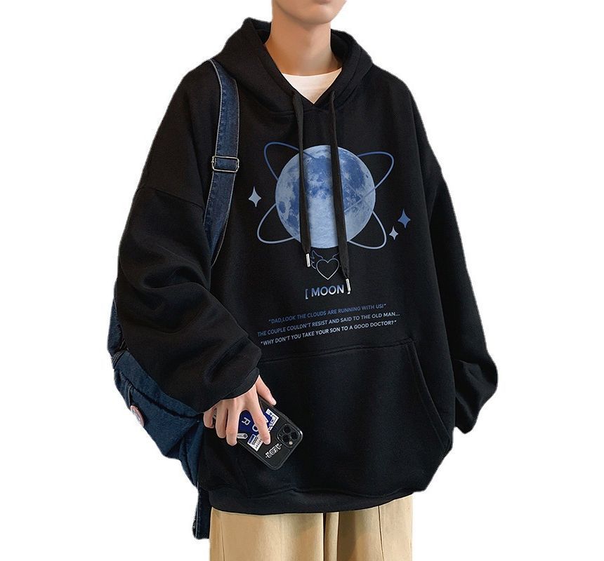 Lingaris - Oversized hoodie met planetenprint en letters